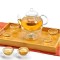 Bộ ấm trà hoa cúc thủy tinh dung tích 600ml có đế nến chịu nhiệt có lõi lọc G123, Bộ ấm chén không khay (có quai)