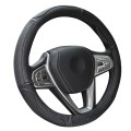 Bọc vô lăng da thật nguyên tấm cao cấp B130, Màu đen chỉ đỏ