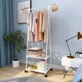 Kệ treo quần áo chữ A 3 tầng 2 ngăn khung kim loại có bánh xe N238, Màu trắng