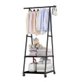 Kệ treo quần áo chữ A 3 tầng 2 ngăn khung kim loại có bánh xe N238, Màu trắng