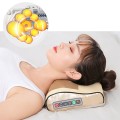 Gối massage cổ vai gáy, máy massage hồng ngoại 16 bi J190