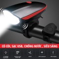 Đèn xe đạp thể thao siêu sáng có còi pin sạc USB cao cấp P134