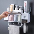 Kệ để đồ nhà tắm tích hợp bộ nhả kem đánh răng tặng kèm 3 cốc N160