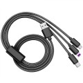 Cáp sạc 3 đầu USB micro, type C, Lightning bọc dây dù cao cấp Y111