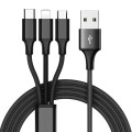 Cáp sạc 3 đầu USB micro, type C, Lightning bọc dây dù cao cấp Y111