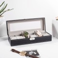 Hộp đựng đồng hồ 6 chiếc vỏ da nắp kính sang trọng BA694