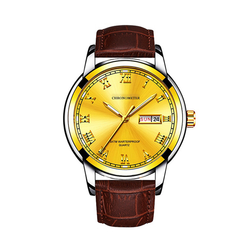 Đồng hồ nam dây da có 2 lịch chạy song song cao cấp Q108