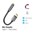 Cáp chuyển đổi type C sang cổng 3.5mm hỗ trợ truyền âm thanh 24-bit Y134