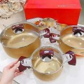 Bộ 3 nồi nhôm anod nắp kính cao cấp BA128