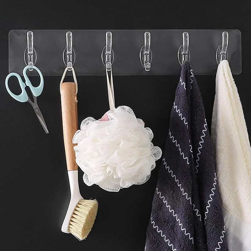 Thanh 6 móc treo đồ dán tường siêu dính chịu lực đa năng N320