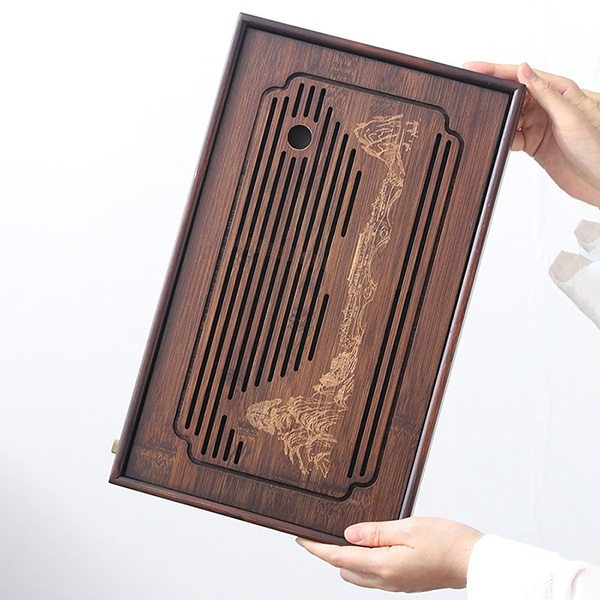 Bàn trà tre tự nhiên cao cấp có khay thoát nước tự động BA710