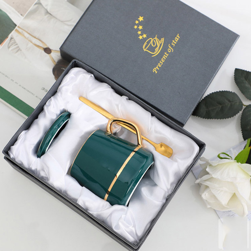 Bộ tách trà gốm sứ cao cấp phong cách Châu Âu kèm hộp quà tặng sang trọng