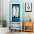 Tủ vải đựng quần áo khung gỗ có lót vải kèm giá đỡ loại 1 buồng, Màu hồng 
