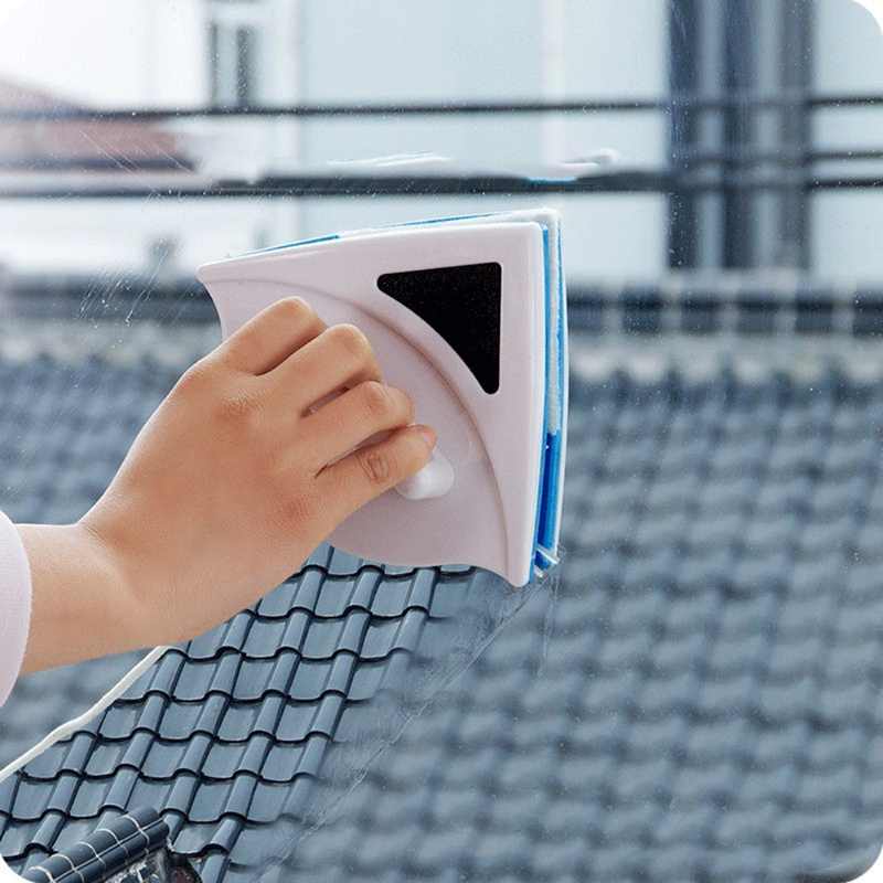 Bộ lau kính nam châm 2 mặt nhỏ gọn tặng kèm bông lau cao cấp BA770