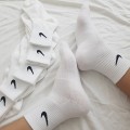 Combo 5 đôi tất thể thao nam nữ vải dệt kim, thấm hút mồ hôi BA795, Màu trắng - Cổ cao