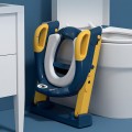 Thang bô vệ sinh có nắp thu nhỏ bồn cầu gấp gọn tiện lợi - Tặng kèm đệm BA855, Màu xanh