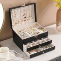 Hộp đựng trang sức phụ kiện nữ trang 3 tầng bọc da cao cấp BA864, Màu trắng