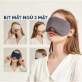 Bịt mắt ngủ lụa mềm 2 mặt nóng lạnh không gây đau tai BA869, Màu xám - hồng