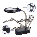 Kính lúp kẹp soi hàn mạch điện tử có đèn 2 led và gác mỏ hàn BA852
