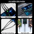 Dây cáp sạc siêu nhanh 3 đầu 100W micro USB, Type C, dây cáp dữ liệu 3 trong 1 BA849
