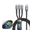 Dây cáp sạc siêu nhanh 3 đầu 100W micro USB, Type C, dây cáp dữ liệu 3 trong 1 BA849