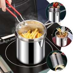 Bộ nồi chiên ngập dầu bằng inox không gỉ có lưới lọc tiết kiệm dầu BA882