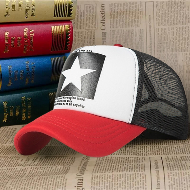 Mũ lưỡi trai bóng chày in hình ngôi sao cho nam, có lưới thoáng khí BA1021