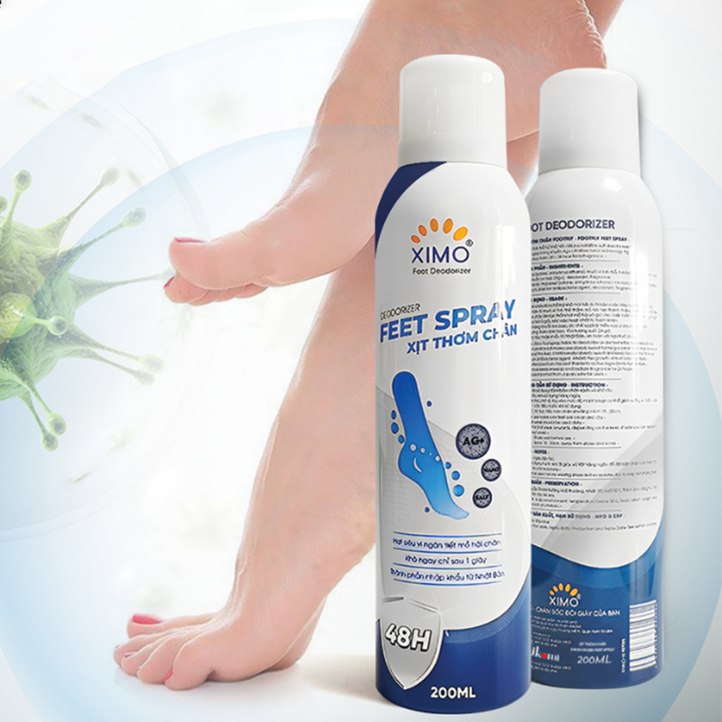 Xịt thơm chân Ximo 200ml khử mùi hôi chân và khử mùi giày hiệu quả BA1037