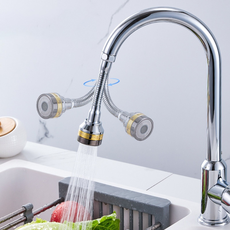 Đầu vòi rửa bát tăng áp xoay 360 độ có đầu nối lắp phòng tắm nhà bếp BA1075