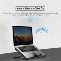 Đế tản nhiệt laptop, máy tính bảng chống ồn, có đèn led BA1096, Màu bạc