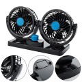 Quạt đôi mini xoay 360 độ 12V-24V cho mọi dòng xe hơi B487, Loại 24V cắm tẩu dùng cho xe tải to 2 bình ắc quy
