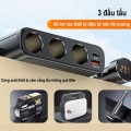 Bộ chia tẩu trên ô tô với 3 cổng tẩu 128W