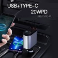 Tẩu sạc ô tô siêu nhanh tích hợp 2 dây sạc BA1200, 1 cổng lightning (iphone/IOS) + 1 cổng type C