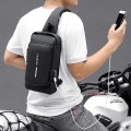 Túi đeo chéo chống nước, chống trộm, tích hợp cổng sạc USB BA1231, Màu đen nâu