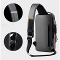 Túi đeo chéo chống nước, chống trộm, tích hợp cổng sạc USB BA1231, Màu đen nâu
