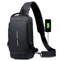 Túi đeo chéo chống nước, chống trộm, tích hợp cổng sạc USB BA1231, Màu đen nâu