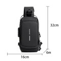 Túi đeo chéo chống nước, chống trộm, tích hợp cổng sạc USB BA1231, Màu đen nâu