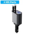 Tẩu sạc ô tô siêu nhanh tích hợp 2 dây sạc BA1200, 1 cổng lightning (iphone/IOS) + 1 cổng type C