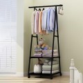 Kệ treo quần áo chữ A 3 tầng 2 ngăn khung kim loại có bánh xe N238, Màu trắng