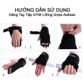 Găng tay hỗ trợ tập gym, nâng tạ, lên xà hở mu bàn tay BA1298, Màu đen 