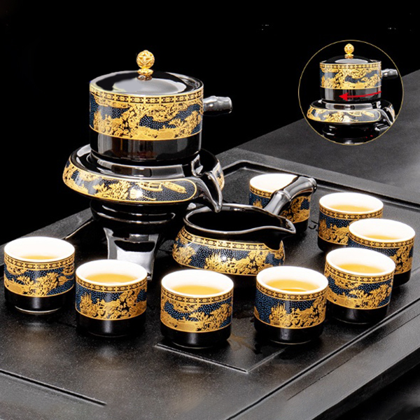 Bộ ấm chén cối xay gốm sứ tử sa cao cấp 12 chi tiết BA1186