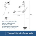 Đèn cây đứng pixar cao 2m decor phòng, bóng led chống cận BA1333, Thân đèn