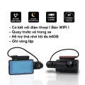 Camera hành trình ống kính kép góc rộng 1080p x 720p bản wifi BA1364, Full hộp không thẻ nhớ