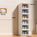 Hộp đựng giày nhựa cứng cao cấp, tiết kiệm không gian nhà cửa BA1367, 3 tầng - Màu đen
