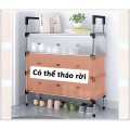 Kệ giày dép khung inox có vách ngăn chắn bụi bẩn, siêu bền BA1397, Kệ 4 tầng