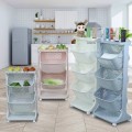 Kệ để đồ 3 tầng tiện dụng có bánh xe di chuyển linh hoạt BA1425 , Màu hồng 