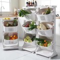 Kệ để đồ 3 tầng tiện dụng có bánh xe di chuyển linh hoạt BA1425 , Màu hồng 