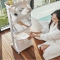 Kệ để đồ 3 tầng tiện dụng có bánh xe di chuyển linh hoạt BA1425 , Màu hồng 