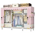 Tủ quần áo tủ vải khung thép titan cao cấp BA1289, Màu hồng baby - Loại 3 buồng ( 165*45*170cm )