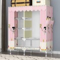 Tủ quần áo tủ vải khung thép titan cao cấp BA1289, Màu hồng baby - Loại 3 buồng ( 165*45*170cm )